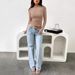 Women's Clothing New High End Y2K Slim Fit Half High Collar Long Sleeved Thumb Hole T Shirt_ecoleips.com