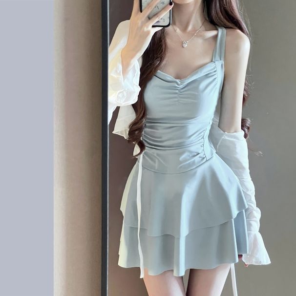 Backless Sexy Swimsuit Women's Skirt Style One-piece Cover Slimming Effect Pure Desire For Students To Soak In Hot Springs_ecoleips.com