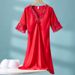 Bring Your Own Chest Pad, Women's New Ice Silk Nightdress With Bra Integrated Chest Pad, Silk Pajamas, Sexy Lace._ecoleips.com