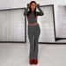 Women's Casual Style Low Waisted Flared Pants Set Slimming Solid Color Fashion_ecoleips.com