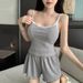 Voya Women's Casual Simple Suspender Home Suit Set, Cool And Comfortable Summer Sleepwear Two-piece Set For Women_ecoleips.com