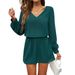 Diyun European And American 2024 Autumn/Winter Long-Sleeve Women's Elegant Casual Solid Color Puff_ecoleips.com