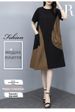 Summer Women's Casual Round Neck Short Sleeve Loose Dress Versatile Mid Length A-Line Dress Fashionable Plus Size Dress_ecoleips.com