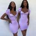 Women Fashion‑Forward Dress Featuring Sexy Deep V‑Neckline, Romantic Puff Sleeves & Modern Stylish Silhouette_ecoleips.com