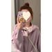 Purple Zipper Sweatshirt Jacket Women, New Autumn/Winter Design, Loose Fit, Short Cardigan For Petite Women_ecoleips.com