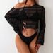 Women's Clothing Mesh Long Sleeved Blouse Beach Three Piece Swimsuit Women's High End Bikini Swimwear_ecoleips.com