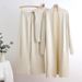 European And American Style Solid Color Casual Suit For Women Shawl Coat V-neck Base Knitted Sweater + Wide-leg Long_ecoleips.com