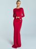 Mozision Cowl Neck Long Sleeve Sexy Maxi Dress Women Elegant Backless Metal Detail Ruched Bodycon Club Party Long Dress Female_ecoleips.com