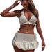 Modern Solid Color Bikini Set 3-Piece Swimsuit For Women Sexy Triangle Top & High-Waisted Bottom Swimwear_ecoleips.com