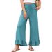 Women's Clothing Solid Color Casual Pants High Waist Waist Pleated Hem Loose Women_ecoleips.com