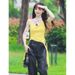 Dopamine Yellow Camisole For Women, Unique Design, Summer Hot Girl Pure Desire Style, Short Knitted T-Shirt Top_ecoleips.com