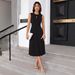 2026 Women Solid Color Waist Tie Dress, Elegant Slim Fit Formal Party Dress_ecoleips.com