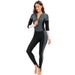 Women's One Piece Swimsuit European American Style Long Sleeve Quick Drying Sun Protective plus Size Slimming Surfing Suit_ecoleips.com