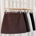Gray Woolen Spring And Autumn Style, Women's A-line Short Plus-size Winter Thickened Half Skirt, Black High-waisted_ecoleips.com