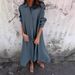 Women's Clothing Cotton And Linen Literary Style Lapel Ladies Dress Female Model All Match_ecoleips.com