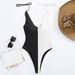 Women's American Style One Piece Color Block High-Waisted Backless Bikini Swimsuit Sexy Wire-Free Vacation Suit_ecoleips.com