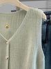 Women Soft Skin-Friendly Breathable Hollow Knit Vest V Neck Button Front Sleeveless Oversized Loose Knit Cardigan Tank_ecoleips.com