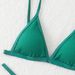 Crinkle Textured Triangle Bikini Set Solid Green Thin Strap High Cut Thong Swimwear Women Summer Beach Bathing Suit_ecoleips.com