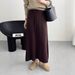 Minimalist High-Waisted Knitted Midi Skirt Loose Fit Elegant Versatile Slimming Long Skirt For Autumn_ecoleips.com
