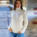 Elegant High Neck Slim Fit Sweater For Women - Soft Acrylic Blend Knitwear, Comfortable & Stylish Pullover Top_ecoleips.com