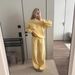 Women's Knit Sweater Set With Printed Design - Soft Cotton Blend Pullover & Straight Leg Pants In Pink, Yellow, Brown_ecoleips.com