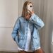 Women's Clothing Denim Jacket For Women Brown Color Block Lapel Autumn New Fashion_ecoleips.com