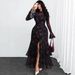 Women's Sexy Elegant Semi High Neck Slim Fit Long Skirt Dress With Slit For Banquet Spring Autumn New_ecoleips.com
