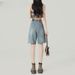 2025s High Waist Five-Point Denim For Women Summer 2025 New Slim Loose Straight Small Petite 5-Point Casual Mid-Length Shorts_ecoleips.com