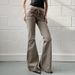 American-style Design Pocket Slim-fit Flared Jeans For Women, Trendy Street Fashion Retro Low-waist Casual Pants_ecoleips.com