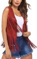 Women's fringe coat buckskin velvet unbuttoned mid-length vest vest coat_ecoleips.com