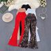Women's Clothing Elastic Waist Slim Fit Homemade Long Legs Tiger Pattern Low Waist Hot Diamond Sagging Soft Casual Long Flared Pants_ecoleips.com