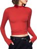 . European And American Cross-Border 2023 Autumn Women's New Solid Color High-Neck Slim Fit Long Sleeve T-Shirt Top_ecoleips.com