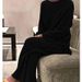 Women's Clothing Sweater Suits Long Sleeved Solid Color Knitted Casual Two Piece Knitted Sweater For Women_ecoleips.com