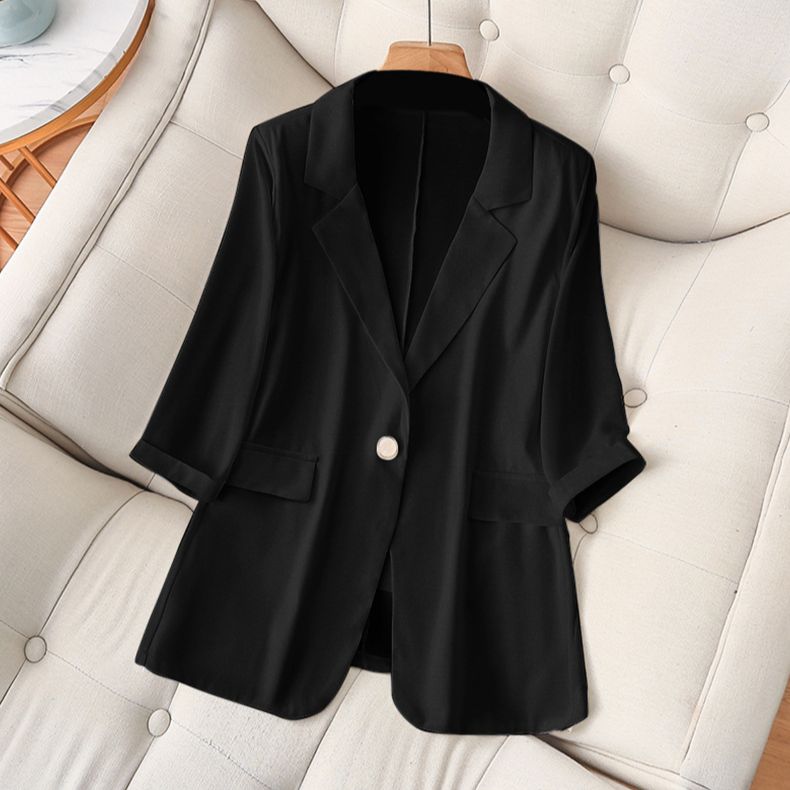 Women's Clothing Street Suit Jacket Spring And Summer Slim Plus Size Fat MM 200 Pounds Thin Three Quarter Sleeve Suit_ecoleips.com