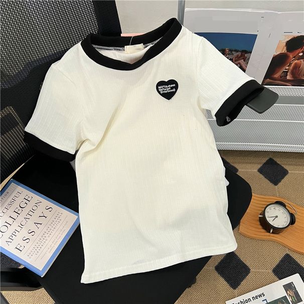 Women's Clothing Slim Short Sleeved Versatile Embroidery Design Niche T Shirt_ecoleips.com