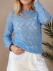 Spring Summer Women Hollow Out Knit Sweater Lightweight Breathable Sheer Mesh Long Sleeve Boat Neck Loose Fit Casual Daily Knitted Pullover Top_ecoleips.com