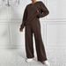 Women's Casual Long-Sleeve Top & Pants Set – Soft Cotton-Blend, Minimalist & Instagram-Worthy (Light Grey/Khaki/Black/More)_ecoleips.com