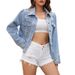 Women's Clothing Heavy Industry Rivet Washed Raw Edge Denim Jacket_ecoleips.com