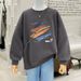 Women's Fashion Printed round Neck Fleece Lined Thick Pullover Sweatshirt Autumn/Winter Chic And Youthful Style 2023_ecoleips.com