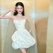 Petite French Style Satin Strapless Wedding Dress White Morning Robe Short Dress for Marriage Registration And Engagement_ecoleips.com