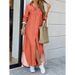 Aria Basics Aria Basics 2025 Cross-Border Women's European And American New Spring Summer Fashion Sexy Printed Shirt Long Dress Women_ecoleips.com