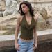 Women's Lace Trimmed Halter Neck Slim Fit Tie Top Sexy Hot Summer Tank Vest Inner Outer Wear Regular Thickness Polyester_ecoleips.com