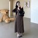 Autumn New Korean Fashion Striped Strap 2-Piece Maternity Dress_ecoleips.com