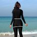 Women's Clothing Splicing Simple Fashion Long Sleeved Trousers With Skirt Set_ecoleips.com