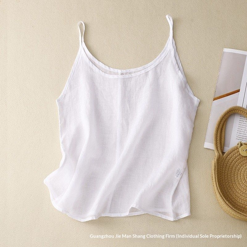 Italian Export Linen Camisole, Suitable For Layering Or Wearing Alone, Sleeveless Top, Slimming, Cotton-linen, Beautiful_ecoleips.com