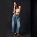 K Casual Loose Mid Waist Tube Shaped Women's Jeans. No Belt Or Other Accessories_ecoleips.com