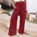Suitable For All Seasons 2024 Spring Summer Women's High Waist Casual Wide Leg Cotton Linen Loose Long Pants_ecoleips.com