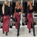 "High-Waisted Faux Leather Wrap Skirt For Women – Sexy Side Slit Pencil Skirt (S-XL, Black/Brown/Red, Vegan Leather, Bodycon Fit)"_ecoleips.com