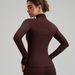 Women's Clothing Slim Fit Yoga Top Long Sleeve Stand Collar Finger Cots Sophisticated Feel Polyester Sports Sweatshirt_ecoleips.com