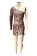 Women's Clothing Slim Sexy Bodycon Dress European American Style Asymmetrical Neckline Printed Tie Design Fashion_ecoleips.com